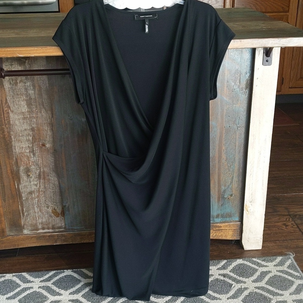 Robert Rodriguez Black Wrap Cap Sleeve Dress - Women's Large
